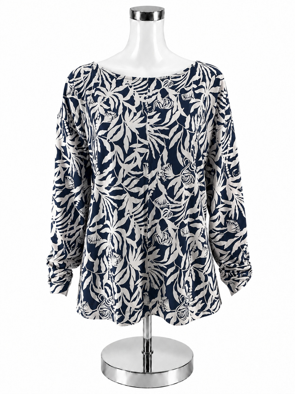 Lilly Pulitzer Loro Top In The Vias Navy Floral Print Boat Neck Blouse |